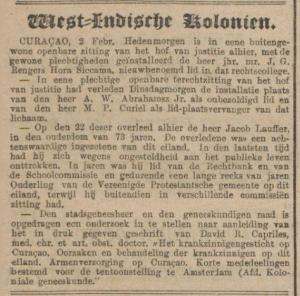 Necrologie Jacob Lauffer, Algemeen Handelsblad en De Standaard d.d. 03-03-1883