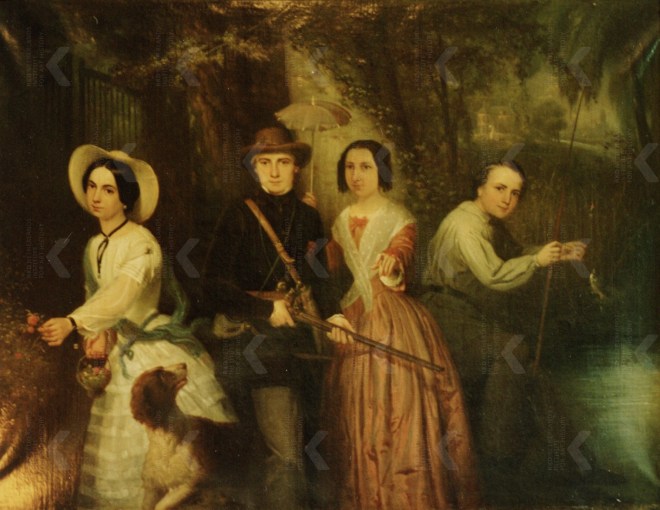 Portret van de kinderen van Mr. J.C. Delbeek en K.S.J. Bouricius van Idema, midden links Mr. Pieter Delbeek (1830-1861), Jacobus van Koningsveld, 1850-1874 (particuliere collectie)